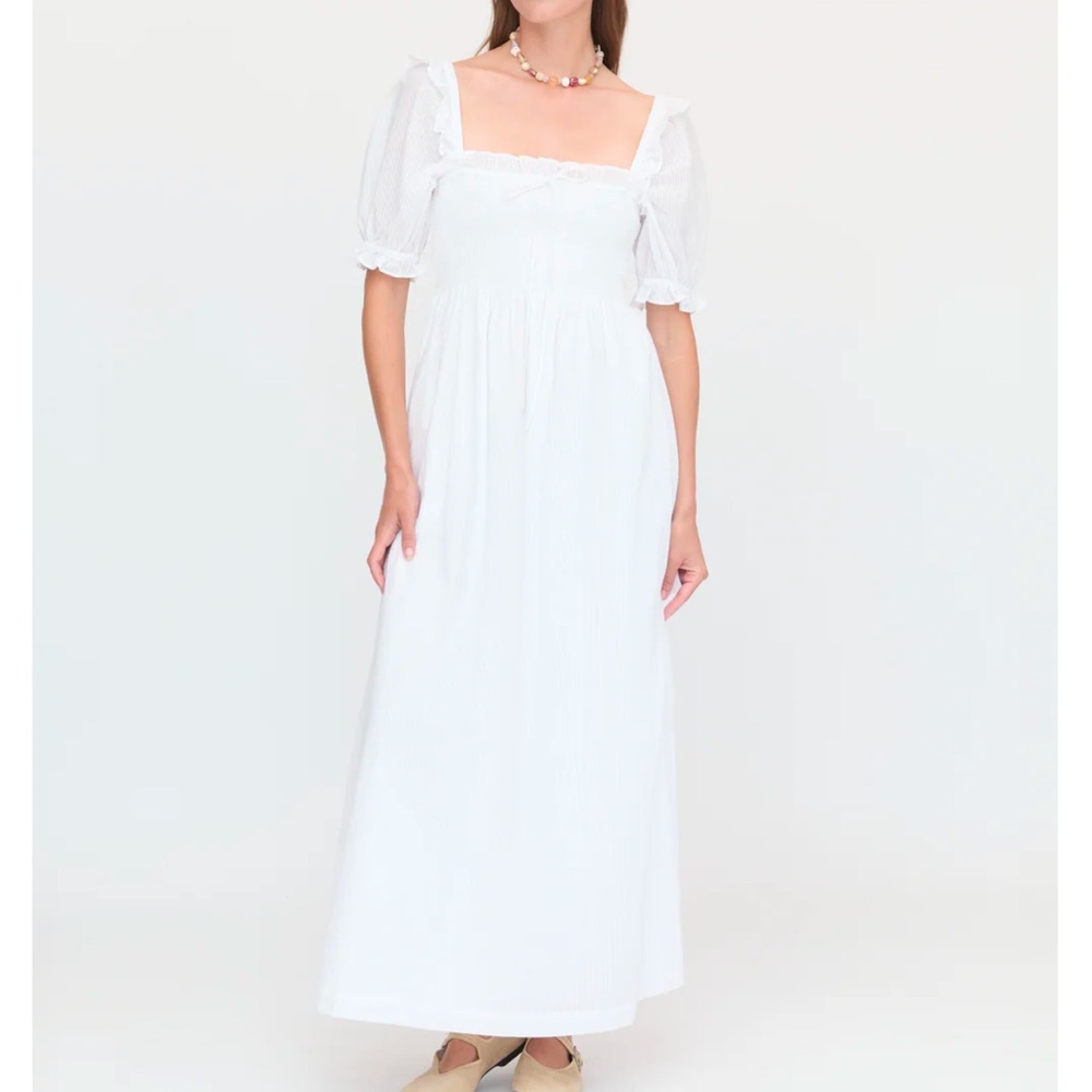 Hill House Home Scarlett Nap Dress - White Shadow Stripe 
Size M NWT